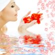 red petals in water 3