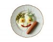 Funny breakfast with smiling fried eggs