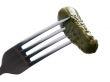 Fork with gherkin on white background