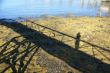 Low tide, shadows of pier