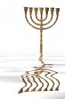 Menorah reflected on water