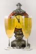 Clock and two tall wine glass