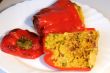 Red peppers stuffed with rice and vegetables
