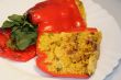 Red peppers stuffed with rice and vegetables