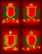 Four heraldic escutcheon. The vector image.