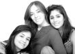beautiful female friends in black and white