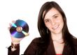 beautiful girl holding a cd