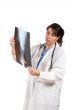 Female doctor examining x-ray