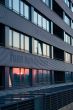 Red sun in building