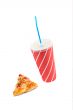 Slice of pizza and soda drink