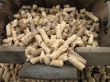 crucible and wood pellets