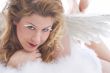 angel with white wings and cloud