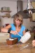 Putting the cake dough in it`s form