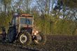 tractor in cultivated field