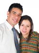 casual couple over white