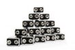 Nine volt batteries forming a triangle