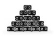 Nine volt batteries forming a pyramid