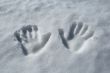 Handprints in the snow