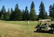 Woman golfers and carts