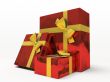 Red gift boxes on white background 3D rendering
