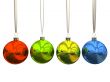 Multicolored christmas balls isolated on white background