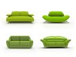 Green four modern sofas on white background  isolated 3d