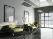 ofise interior whis too green armchairs 3D rendering