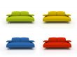 colorful modern sofas on white background  insulated 3d