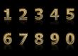 Modern numerals isolated on black background