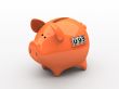 Orange piggy bank - counter on white background
