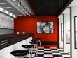 Interior of fashionable bar with cafeteria chairs
