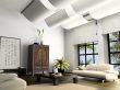 Home interior  with element of Chinese furniture 3D rendering