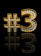 Modern numeral three isolated on black background