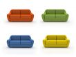 Four colourful sofas isolated on white background
