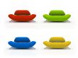 Four colourful sofas isolated on white background