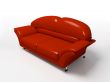 Red sofa isolated on white background 3D