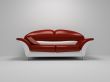 Red sofa on white background