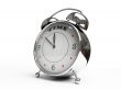 Metallic alarm clock isolated on white background 3D