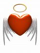 Red heart-angel with wings isolated on white background