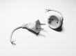 Outlet and connector on white background