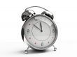 Metallic alarm clock isolated on white background 3D