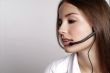 young woman with head set