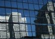 Reflections of modern buildings