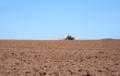 Tractor in a spring field plowing land