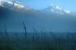Morning mist in mountains.