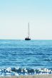 Yacht Silhouette and shining sea