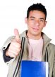 casual student with thumbs up