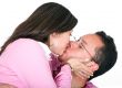 casual couple kissing