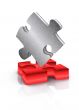 balancing puzzle pieces - 3d illustration