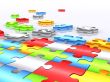 colourful unfinished puzzle - 3d render